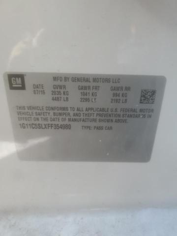 1G11C5SLXFF354980 - 2015 CHEVROLET MALIBU 1LT WHITE photo 12