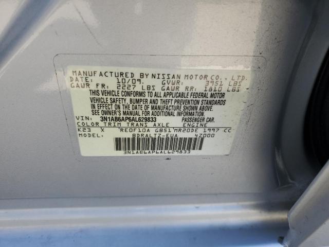 3N1AB6AP6AL629833 - 2010 NISSAN SENTRA 2.0 SILVER photo 12