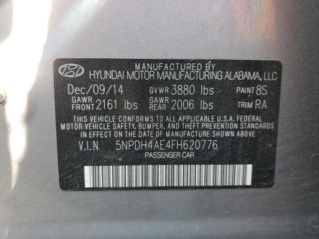 5NPDH4AE4FH620776 - 2015 HYUNDAI ELANTRA SE SILVER photo 12