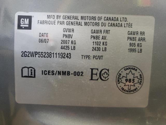 2G2WP552381119243 - 2008 PONTIAC GRAND PRIX 灰色 照片 12