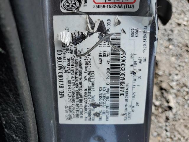 3FAHP0HA3CR330656 - 2012 FORD FUSION SE GRAY photo 13