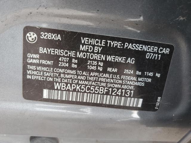 WBAPK5C55BF124131 - 2011 BMW 328 XI SULEV GRAY photo 12