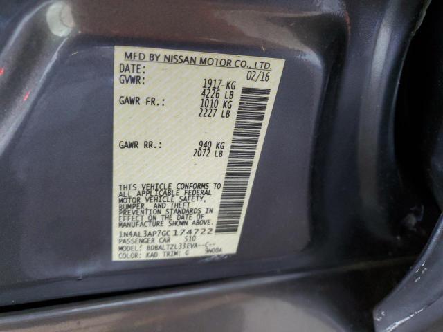 1N4AL3AP7GC174722 - 2016 NISSAN ALTIMA 2.5 GRAY photo 12