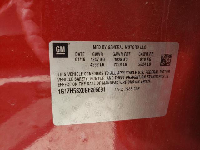 1G1ZH5SX8GF206691 - 2016 CHEVROLET MALIBU PREMIER RED photo 12