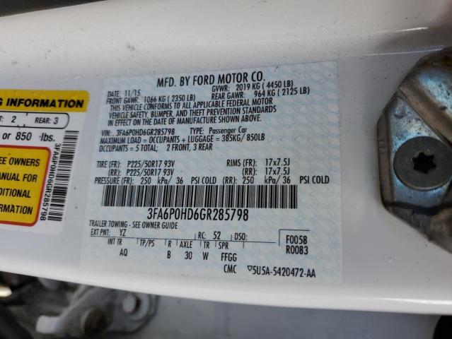 3FA6P0HD6GR285798 - 2016 FORD FUSION SE WHITE photo 13