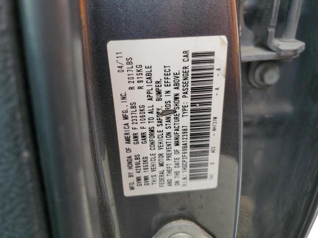 1HGCP2F69BA123987 - 2011 HONDA ACCORD SE CHARCOAL photo 12