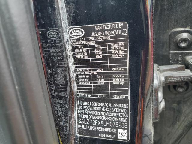 SALZP2FX8LH075238 - 2020 LAND ROVER RANGE ROVE SE BLACK photo 13