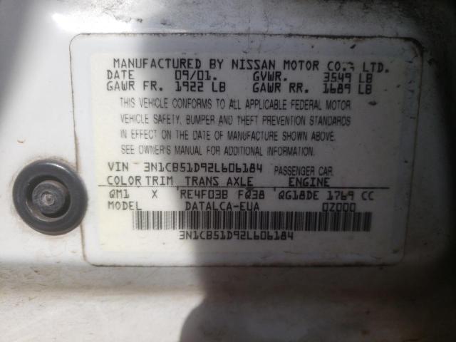 3N1CB51D92L606184 - 2002 NISSAN SENTRA XE WHITE photo 12