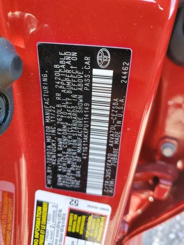 4T1G11AKXPU114149 - 2023 TOYOTA CAMRY SE NIGHT SHADE RED photo 12