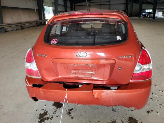 KMHCM36C48U089219 - 2008 HYUNDAI ACCENT GS ORANGE photo 6