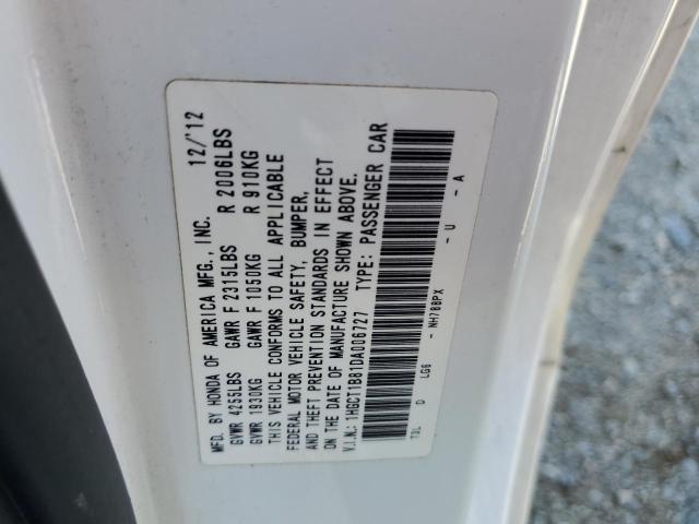 1HGCT1B81DA006727 - 2013 HONDA ACCORD EXL WHITE photo 12