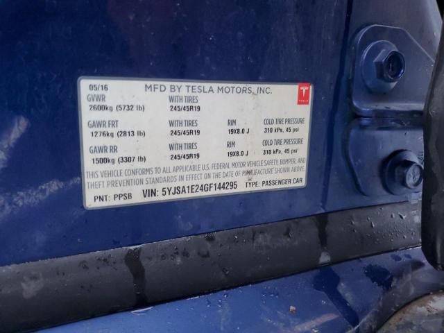 5YJSA1E24GF144295 - 2016 TESLA MODEL S BLUE photo 13