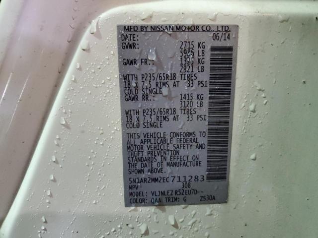 5N1AR2MM2EC711283 - 2014 NISSAN PATHFINDER S Beyaz fotoğraf 13