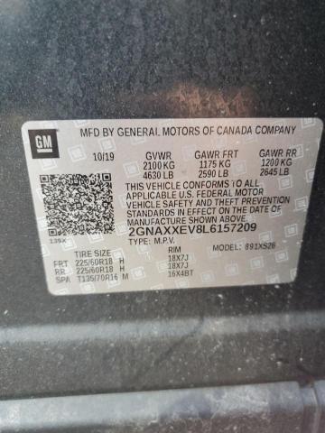 2GNAXXEV8L6157209 - 2020 CHEVROLET EQUINOX PREMIER GRAY photo 12