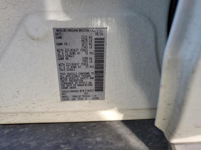 5N1AT2MV6GC897407 - 2016 NISSAN ROGUE S WHITE photo 13