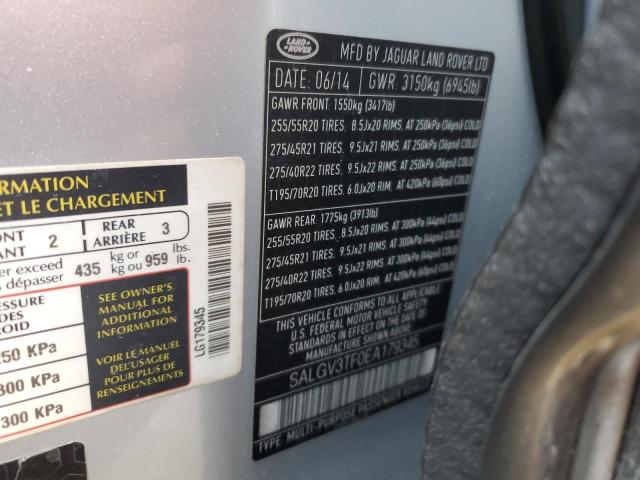 SALGV3TF0EA179345 - 2014 LAND ROVER RANGE ROVE AUTOBIOGRAPHY SILVER photo 13