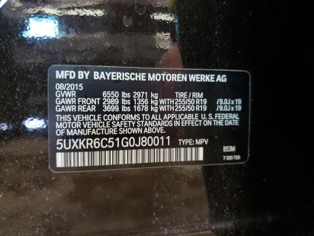 5UXKR6C51G0J80011 - 2016 BMW X5 XDRIVE50I BLACK photo 13