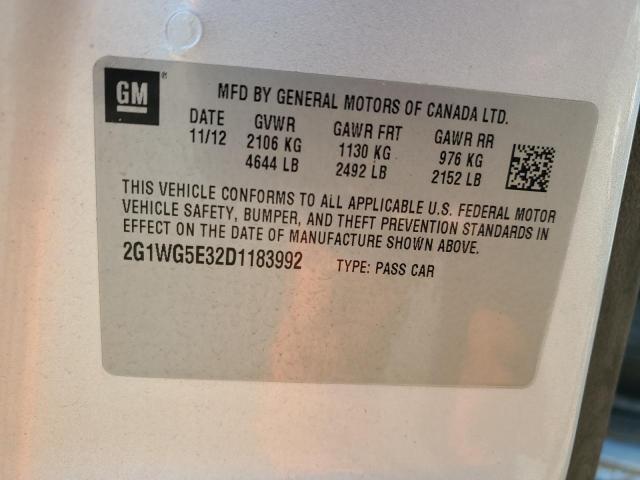 2G1WG5E32D1183992 - 2013 CHEVROLET IMPALA LT SILVER photo 12