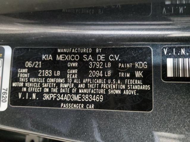 3KPF34AD3ME383469 - 2021 KIA FORTE GT LINE CHARCOAL photo 13