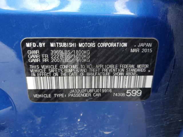 JA32U2FU8FU019916 - 2015 MITSUBISHI LANCER ES BLUE photo 12