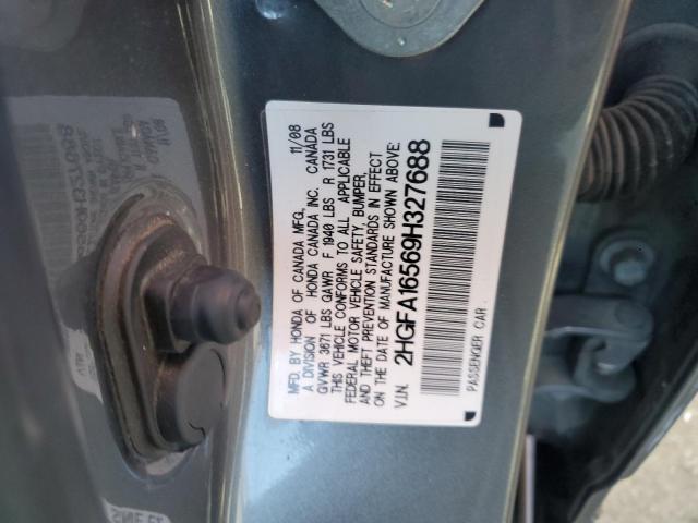 2HGFA16569H327688 - 2009 HONDA CIVIC LX GRAY photo 12