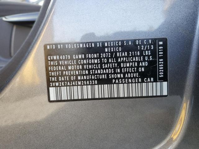 3VW2K7AJ4EM256338 - 2014 VOLKSWAGEN JETTA BASE Մոխրագույն լուսանկար 12