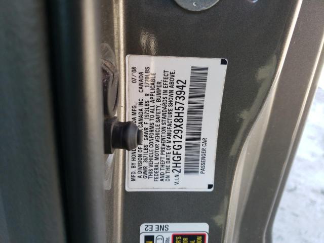 2HGFG129X8H573942 - 2008 HONDA CIVIC EXL ნაცრისფერი ფოტო 13