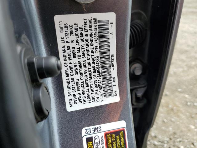 19XFA1F64BE044389 - 2011 HONDA CIVIC LX-S رمادي صورة 12