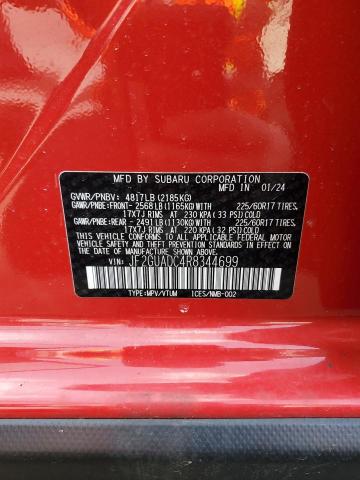 JF2GUADC4R8344699 - 2024 SUBARU CROSSTREK PREMIUM 红色 照片 13