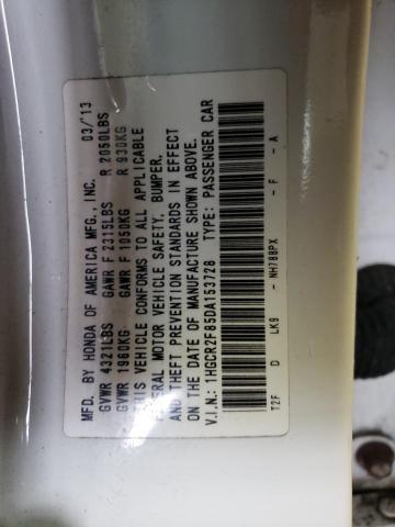 1HGCR2F85DA153728 - 2013 HONDA ACCORD EXL WHITE photo 13