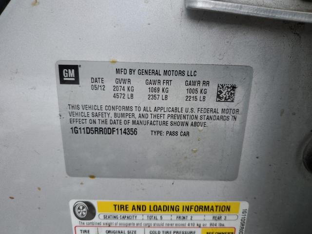 1G11D5RR0DF114356 - 2013 CHEVROLET MALIBU 1LT SILVER photo 12