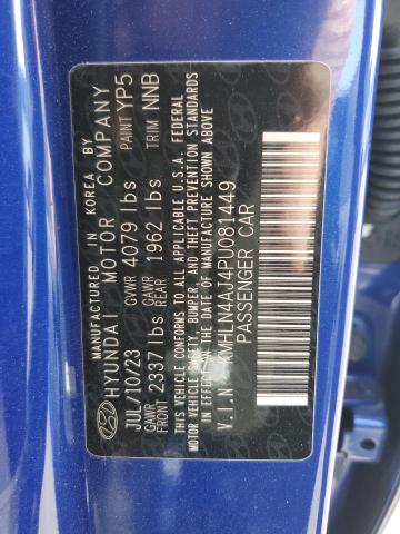 KMHLN4AJ4PU081449 - 2023 HYUNDAI ELANTRA LIMITED BLUE photo 12