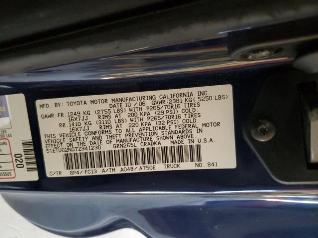 5TETU62N07Z341230 - 2007 TOYOTA TACOMA PRERUNNER ACCESS CAB BLUE photo 12