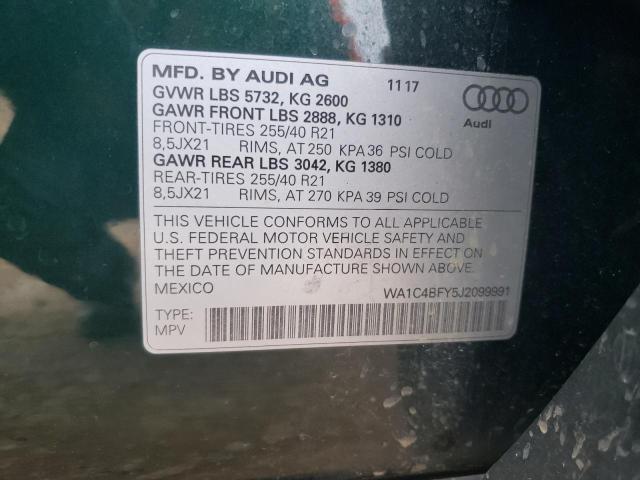 WA1C4BFY5J2099991 - 2018 AUDI SQ5 PRESTIGE GREEN photo 12