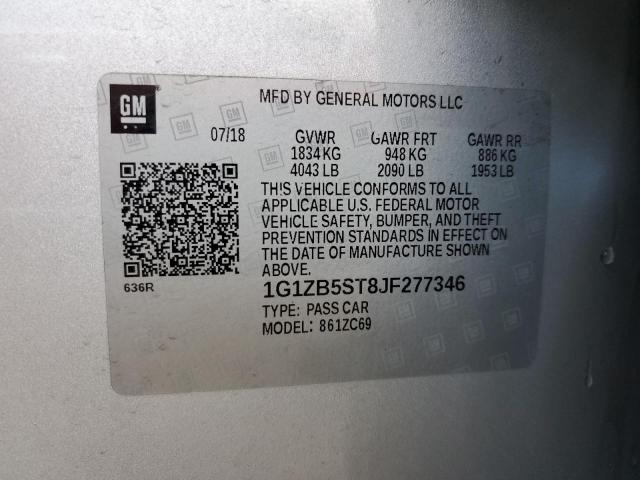 1G1ZB5ST8JF277346 - 2018 CHEVROLET MALIBU HYB LS SILVER photo 13