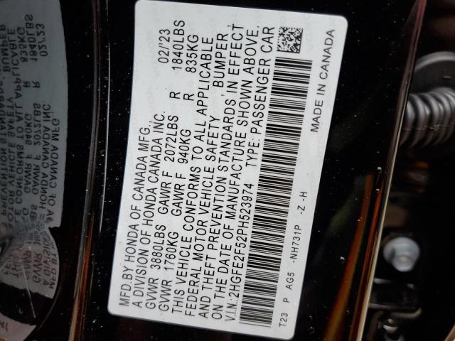 2HGFE2F52PH523974 - 2023 HONDA CIVIC SPORT 黑色 照片 12