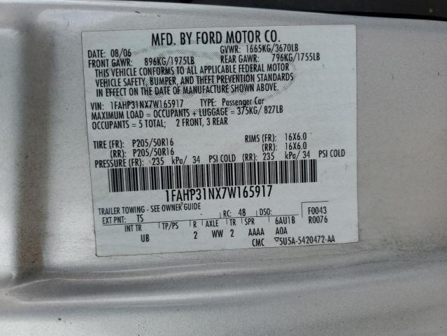 1FAHP31NX7W165917 - 2007 FORD FOCUS ZX3 SILVER photo 13