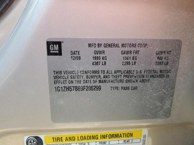 1G1ZH57B89F206299 - 2009 CHEVROLET MALIBU 1LT GOLD photo 12