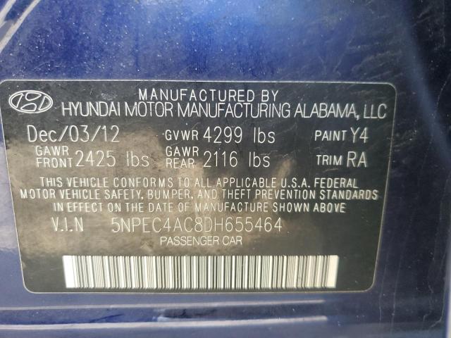 5NPEC4AC8DH655464 - 2013 HYUNDAI SONATA SE BLUE photo 12