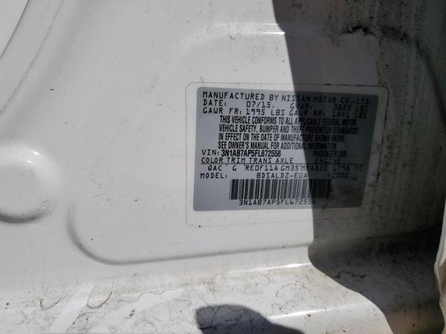 3N1AB7AP5FL672556 - 2015 NISSAN SENTRA S WHITE photo 12