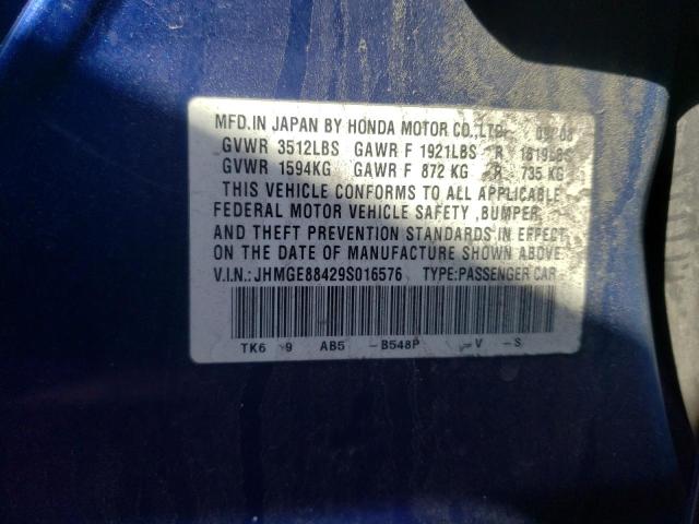 JHMGE88429S016576 - 2009 HONDA FIT SPORT BLUE photo 12