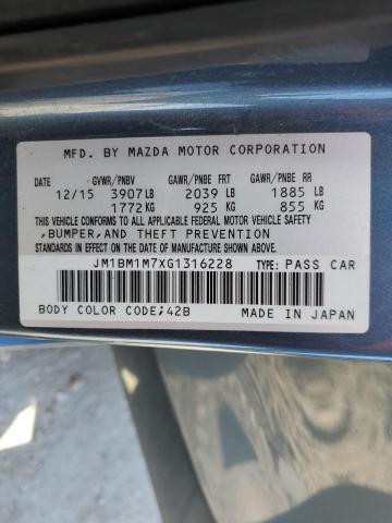 JM1BM1M7XG1316228 - 2016 MAZDA 3 TOURING TEAL photo 13