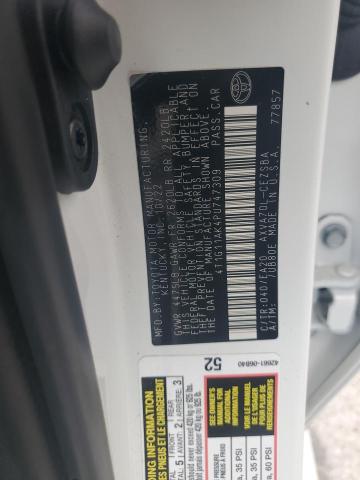 4T1G11AK4PU747309 - 2023 TOYOTA CAMRY SE NIGHT SHADE WHITE photo 12