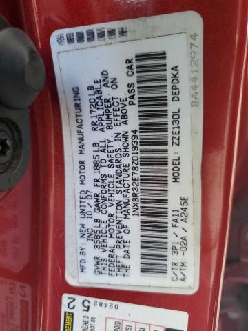 1NXBR32E78Z019394 - 2008 TOYOTA COROLLA CE RED photo 12