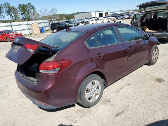 3KPFK4A70HE158008 - 2017 KIA FORTE LX MAROON photo 3