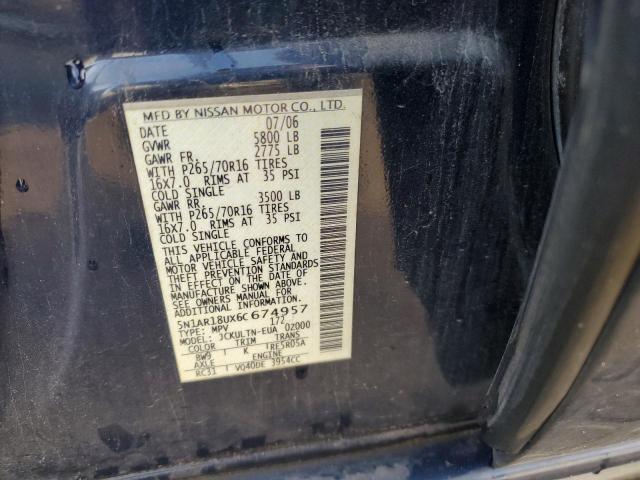 5N1AR18UX6C674957 - 2006 NISSAN PATHFINDER LE 黑色 照片 13