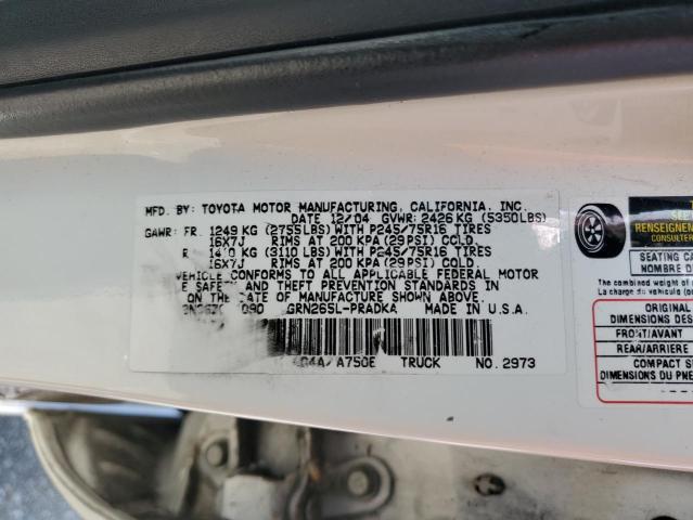 5TEJU62N35Z034090 - 2005 TOYOTA TACOMA DOUBLE CAB PRERUNNER WHITE photo 12