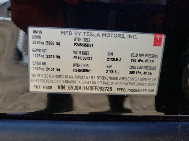 5YJSA1H40FF092725 - 2015 TESLA MODEL S P85D BLACK photo 13