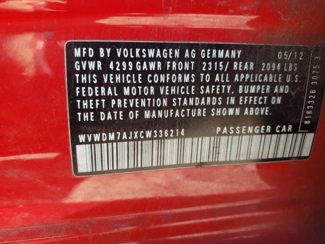 WVWDM7AJXCW336214 - 2012 VOLKSWAGEN GOLF Qırmızı foto 12