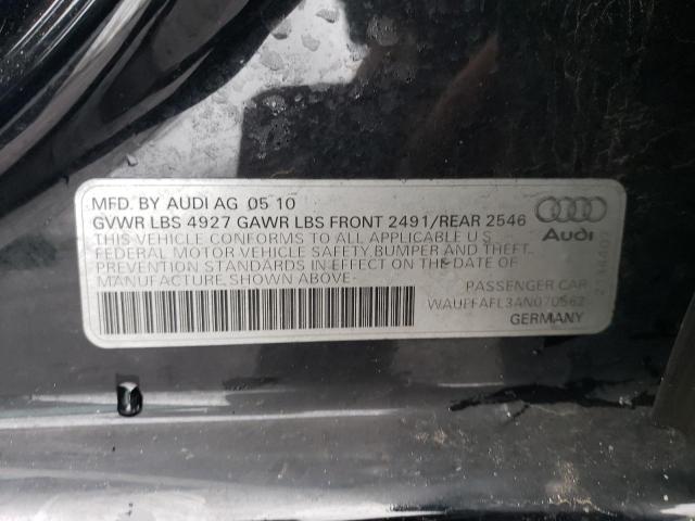 WAUFFAFL3AN070562 - 2010 AUDI A4 PREMIUM PLUS BLACK photo 12